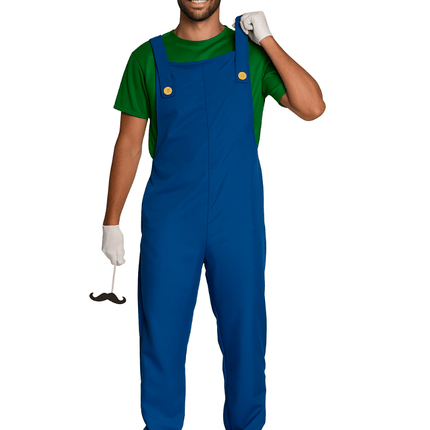 Super Mario Pak Groen Blauw Heren Luigi van PartyXclusive koop je bij Partywinkel