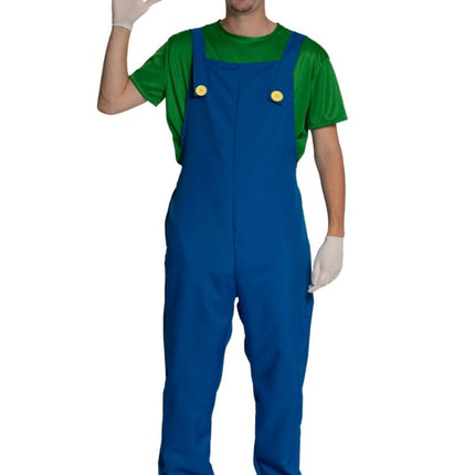 Super Mario Pak Groen Blauw Heren Luigi van PartyXclusive koop je bij Partywinkel
