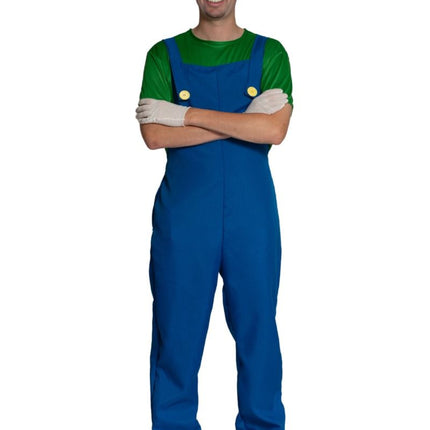 Super Mario Pak Groen Blauw Heren Luigi van PartyXclusive koop je bij Partywinkel