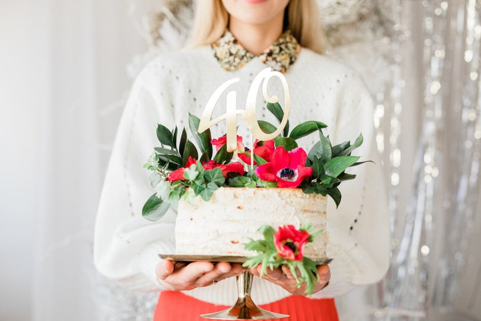 Taarttopper 40 Jaar Goud 20,5cm van Partydeco koop je bij Partywinkel