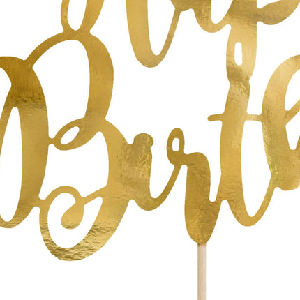 Taarttopper Happy Birthday Goud 22,5cm van Partydeco koop je bij Partywinkel