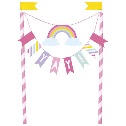 Taarttopper Regenboog Yay! van Unique koop je bij Partywinkel