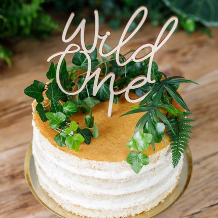 Taarttopper Wild One Hout 22cm van Partydeco koop je bij Partywinkel
