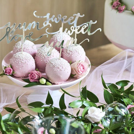 Taarttoppers Love Zilver 13cm 6st van Partydeco koop je bij Partywinkel