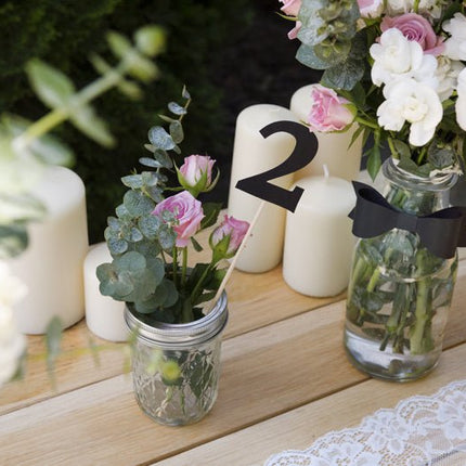 Taarttoppers Tafelnummers Zwart 26cm 11st van Partydeco koop je bij Partywinkel