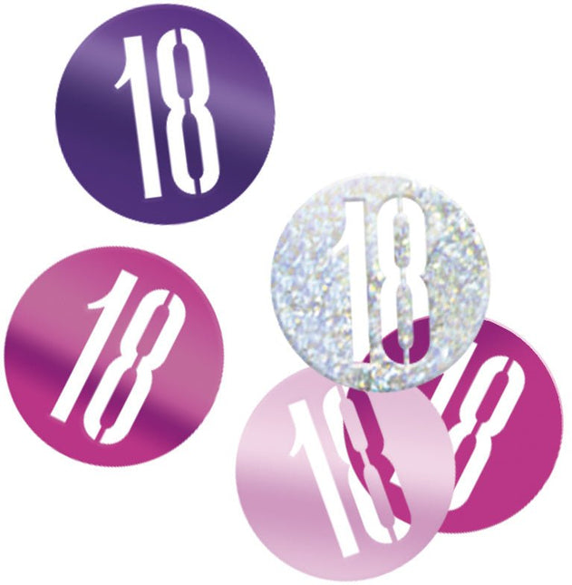 Tafelconfetti 18 Jaar Roze 14gr van Unique koop je bij Partywinkel