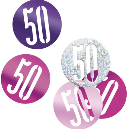 Tafelconfetti 50 Jaar Roze 14gr van Unique koop je bij Partywinkel