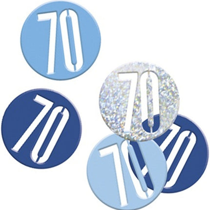 Tafelconfetti 70 Jaar Blauw 14gr van Unique koop je bij Partywinkel