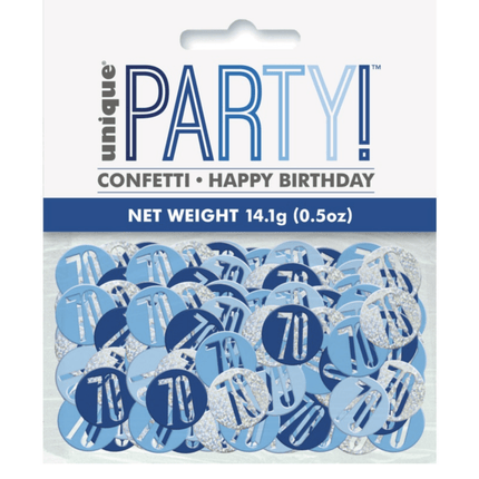Tafelconfetti 70 Jaar Blauw 14gr van Unique koop je bij Partywinkel