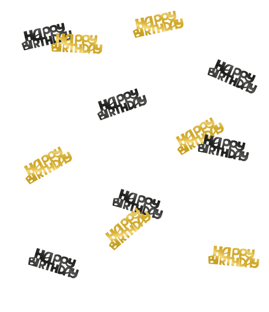 Tafelconfetti Happy Birthday Goud/Zwart 20gr van Paper Dreams koop je bij Partywinkel