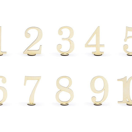 Tafelnummers Hout 10,5cm 10st van Partydeco koop je bij Partywinkel
