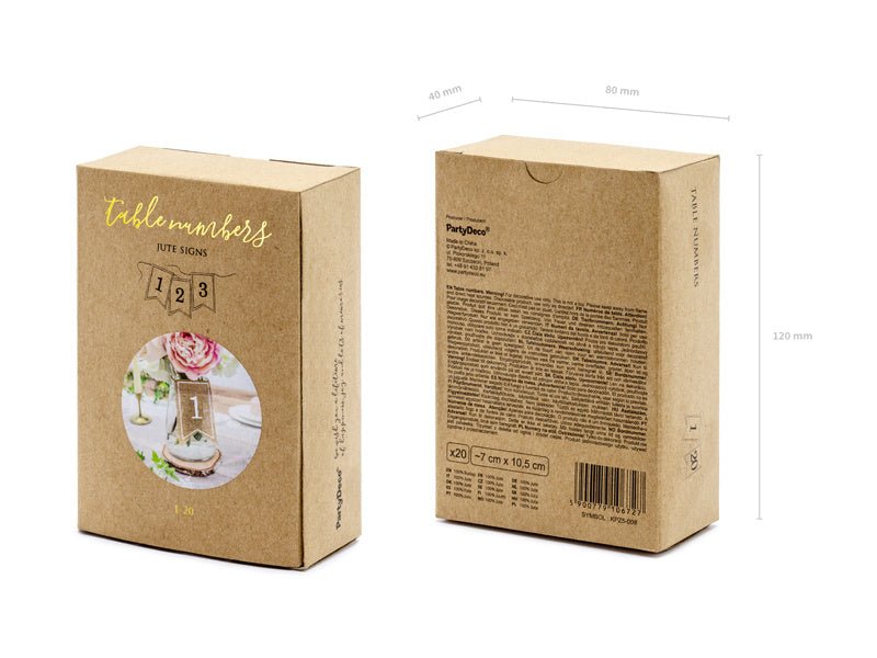 Tafelnummers Jute 10,5cm 20st van Partydeco koop je bij Partywinkel