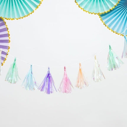 Tassel Slinger Gekleurd Parelmoer 1,2m van Partydeco koop je bij Partywinkel