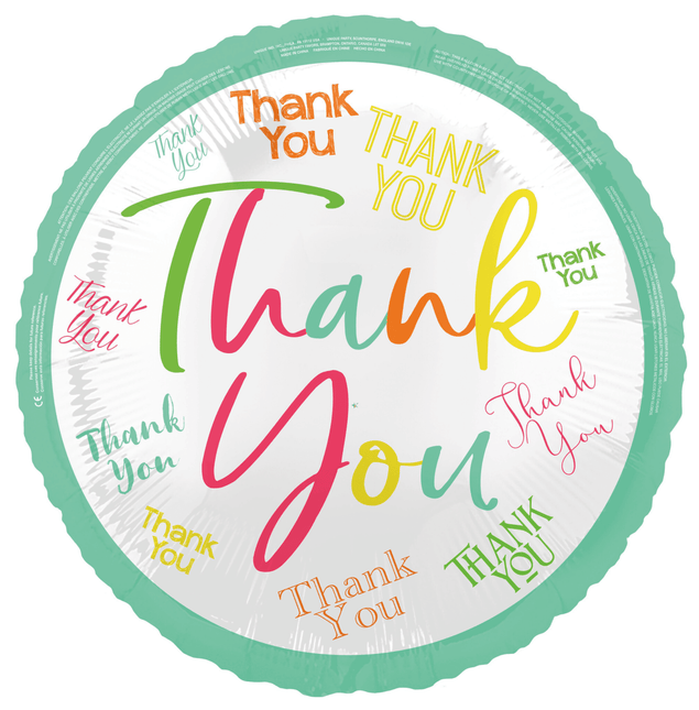 Thank You Helium Ballon Gekleurd 45cm van Unique koop je bij Partywinkel