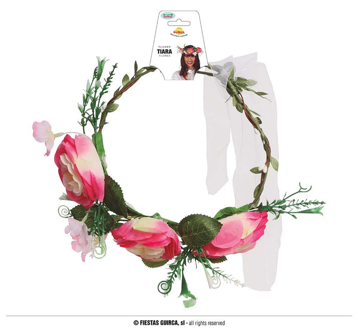 Tiara Bloemen Roze van Fiestas Guirca koop je bij Partywinkel