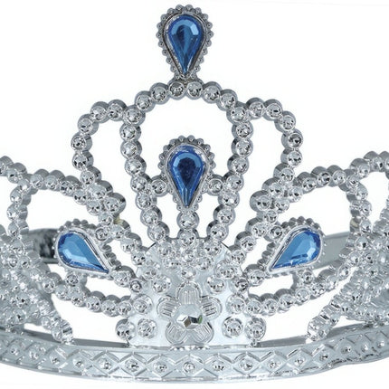 Tiara Zilver Meisje Met Blauw Diamanten Kind van Fiestas Guirca koop je bij Partywinkel