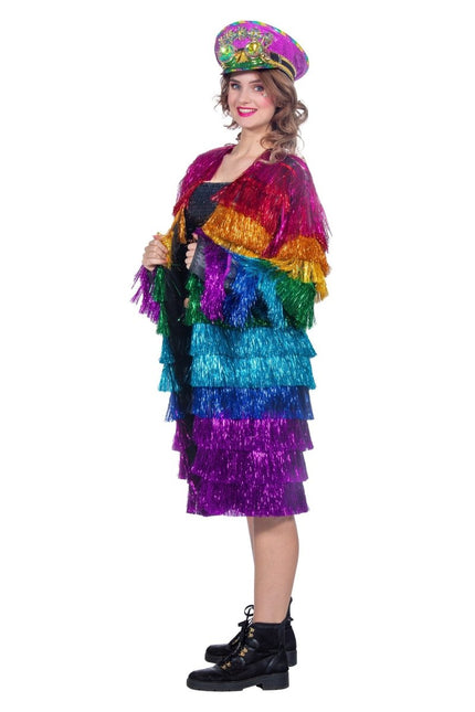 Regenboog Jas Dames Tinsel Lang van Wilbers & Wilbers koop je bij Partywinkel