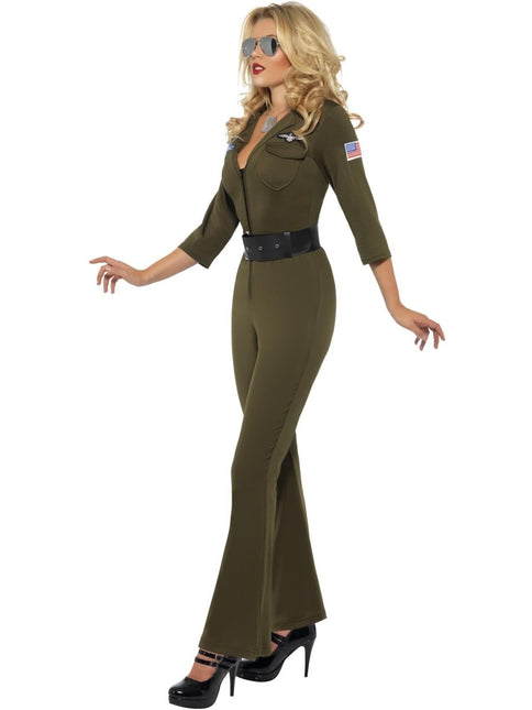 Top Gun Aviator Kostuum, Groen van Smiffys koop je bij Partywinkel