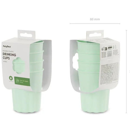 Turquoise Bekers Plastic 220ml 4st van Partydeco koop je bij Partywinkel