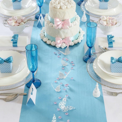 Turquoise Tafelloper 36cm 9m van Partydeco koop je bij Partywinkel