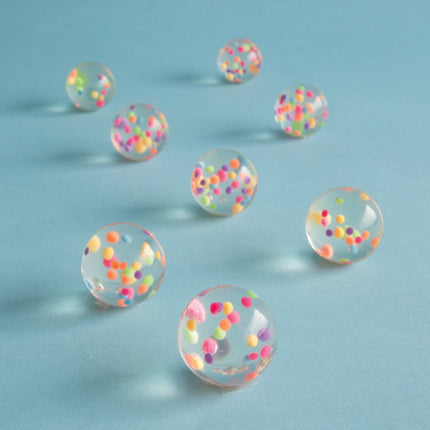 Uitdeelcadeautjes Stuiterballen Confetti 3cm 8st van Unique koop je bij Partywinkel