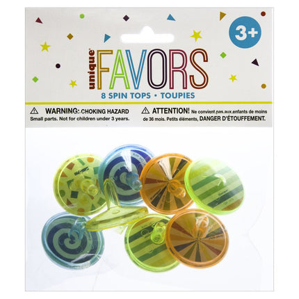 Uitdeelcadeautjes Tollen 4cm 8st van Unique koop je bij Partywinkel