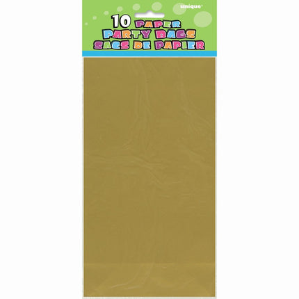 Uitdeelzakjes Goud Metallic 25cm 10st van Unique koop je bij Partywinkel