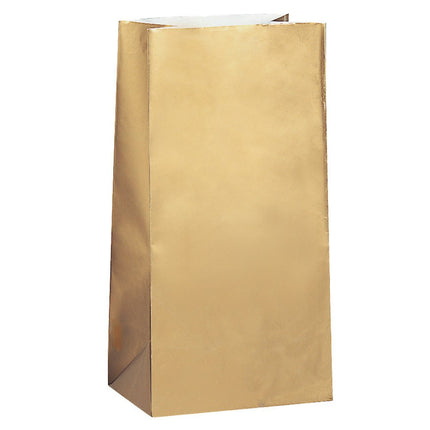 Uitdeelzakjes Goud Metallic 25cm 10st van Unique koop je bij Partywinkel