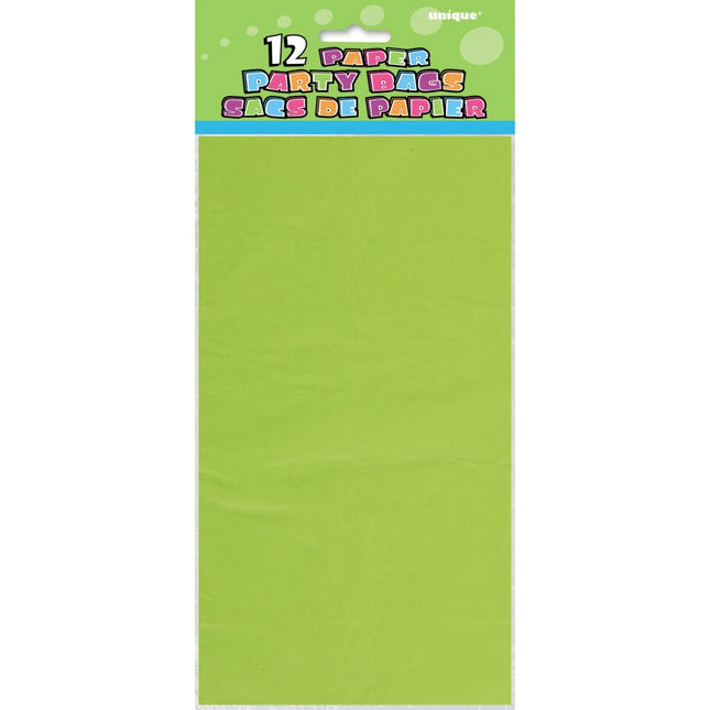 Uitdeelzakjes Lime Groen 25cm 12st van Unique koop je bij Partywinkel