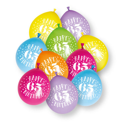 10ct Happy 65th Birthday 23cm Latex Balloons