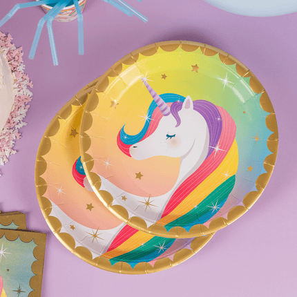 Unicorn Borden Gekleurd 23cm 8st van Paper Dreams koop je bij Partywinkel