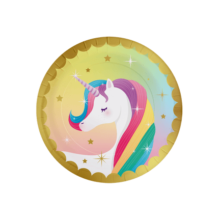 Unicorn Borden Gekleurd 23cm 8st van Paper Dreams koop je bij Partywinkel