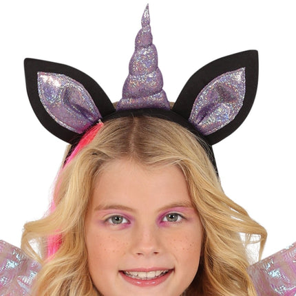 Unicorn Jurk Zwart Paars Meisje Skelet van Fiestas Guirca koop je bij Partywinkel
