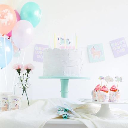 Unicorn Kaarsen Rainbows 10cm 11st van Folat koop je bij Partywinkel