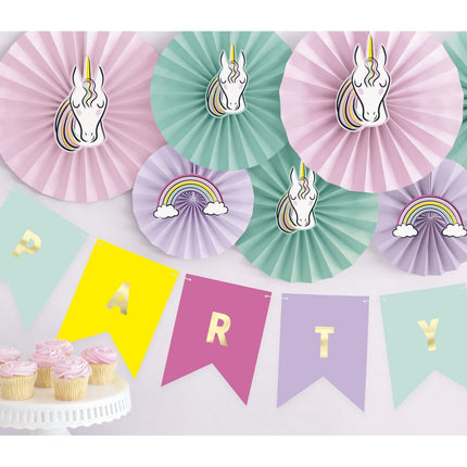 Unicorn Papieren Waaiers Pastel 3 delig van Unique koop je bij Partywinkel