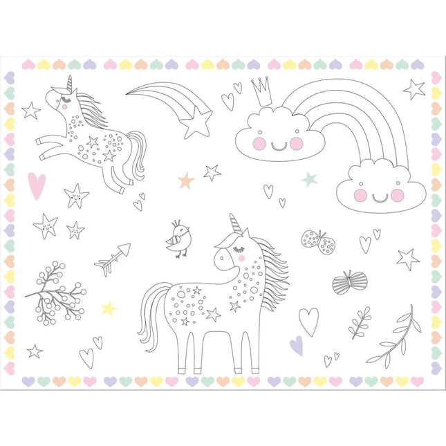Unicorn Placemats Rainbows Kleurplaat 6st van Folat koop je bij Partywinkel