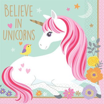 Unicorn Servetten Gekleurd 25cm 16st van Riethmueller koop je bij Partywinkel