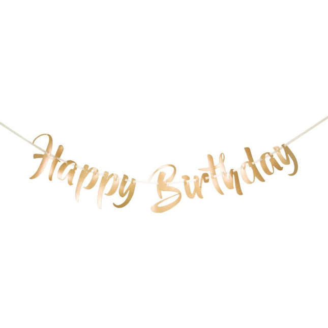 Verjaardag Letterslinger Happy Birthday Goud 1m van Folat koop je bij Partywinkel