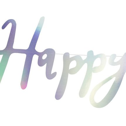 Verjaardag Slinger Happy Birthday Parelmoer 62cm van Partydeco koop je bij Partywinkel