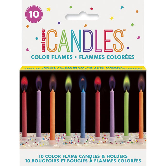 Verjaardagskaarsen Vlam Gekleurd 6,4cm 10st van Unique koop je bij Partywinkel