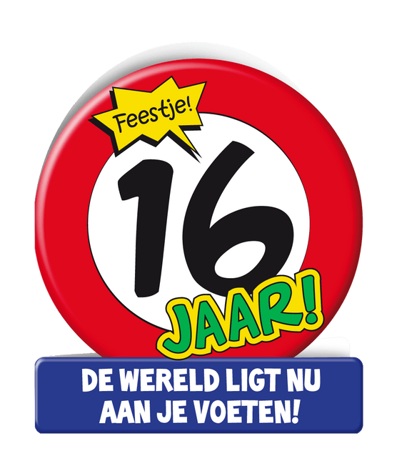 Verjaardagskaart 16 Jaar Verkeersbord 16,5cm van Paper Dreams koop je bij Partywinkel