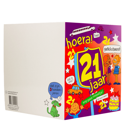Verjaardagskaart 21 Jaar Cartoon 16,5cm van Paper Dreams koop je bij Partywinkel