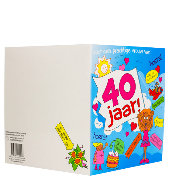 Verjaardagskaart 40 Jaar Vrouw Cartoon 16,5cm van Paper Dreams koop je bij Partywinkel