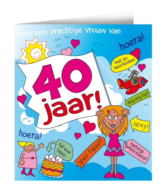 Verjaardagskaart 40 Jaar Vrouw Cartoon 16,5cm van Paper Dreams koop je bij Partywinkel