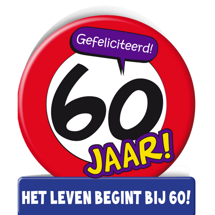 Verjaardagskaart 60 Jaar Verkeersbord 16,5cm van Paper Dreams koop je bij Partywinkel
