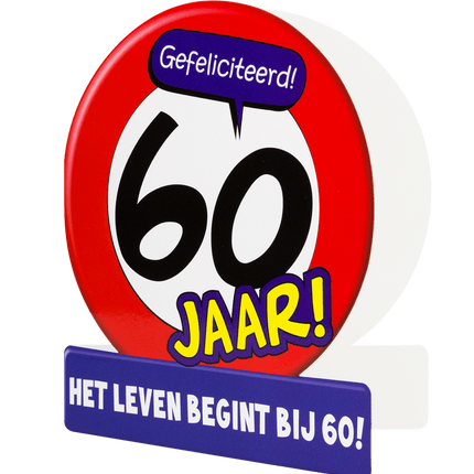 Verjaardagskaart 60 Jaar Verkeersbord 16,5cm van Paper Dreams koop je bij Partywinkel