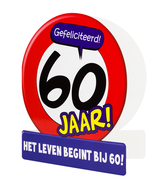 Verjaardagskaart 60 Jaar Verkeersbord 16,5cm van Paper Dreams koop je bij Partywinkel