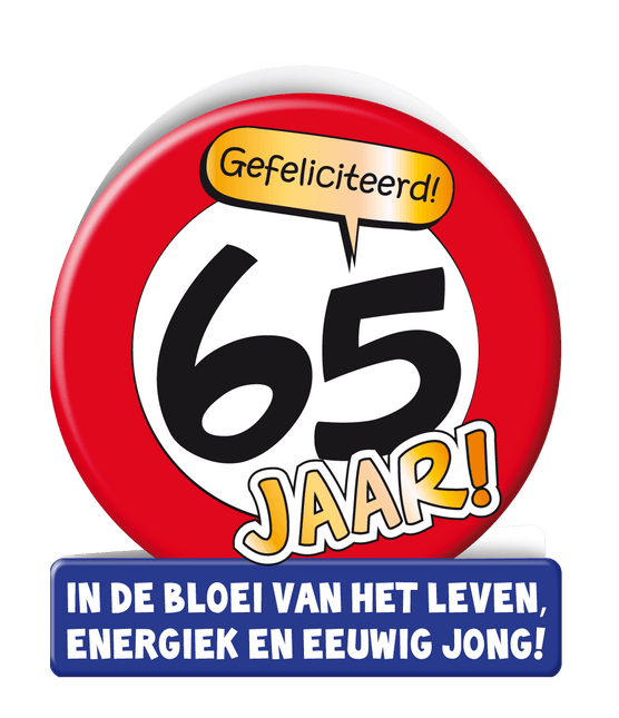 Verjaardagskaart 65 Jaar Verkeersbord 16,5cm van Paper Dreams koop je bij Partywinkel