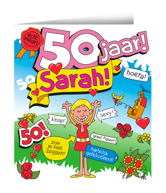 Verjaardagskaart Sarah Cartoon 16,5cm van Paper Dreams koop je bij Partywinkel