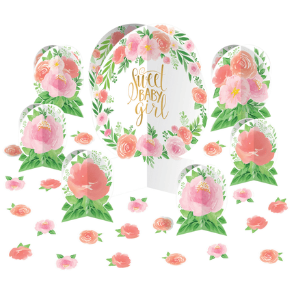 Versiering Set Baby Meisje Bloemen 27 delig van Riethmueller koop je bij Partywinkel